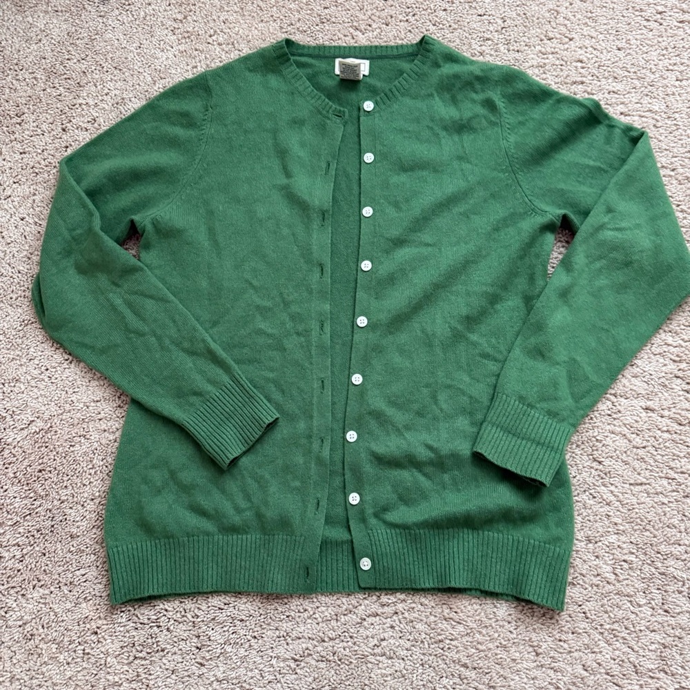 L.L. Bean Green Cashmere Cardigan